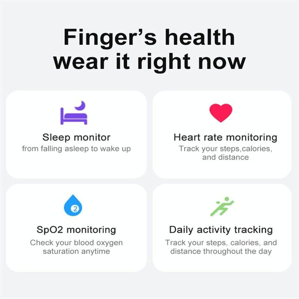 Smart Ring With Heart Rate Blood Oxygen Sleep Monitoring & Sports Modes Size 10 Black Activity Trackers