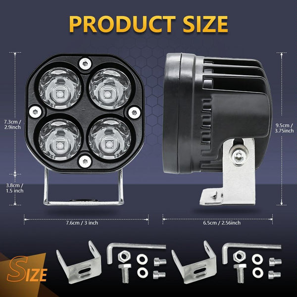 Car 3 Inch 4Leds Strobe Spotlight 20W / 2000Lm 6000K Dc9 80V White Led Car Lights