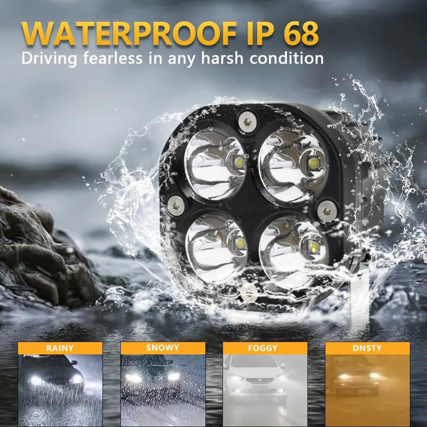 Car 3 Inch 4Leds Strobe Spotlight 20W / 2000Lm 6000K Dc9 80V White Led Car Lights