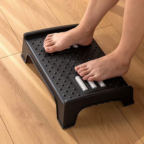 Double Row Roller Foot Pedal Footrest Black Ottomans Footstools & Poufs