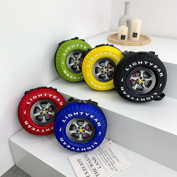 Kindergarten Shoulder Bag Tire Shaped For Kids Yellow Bags
