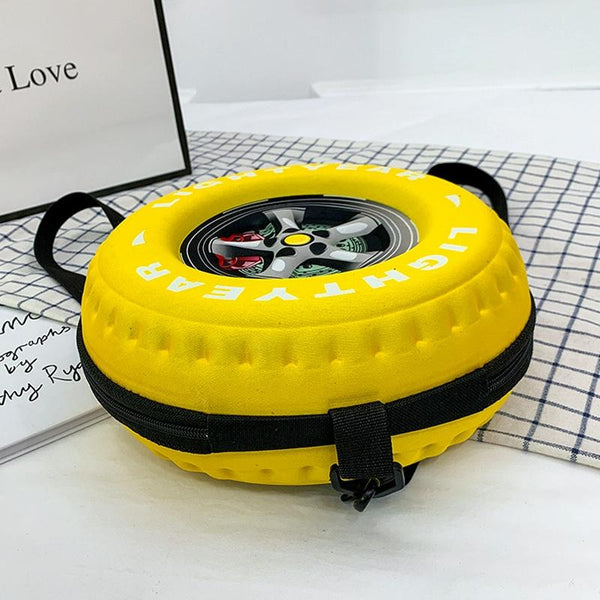 Kindergarten Shoulder Bag Tire Shaped For Kids Yellow Bags