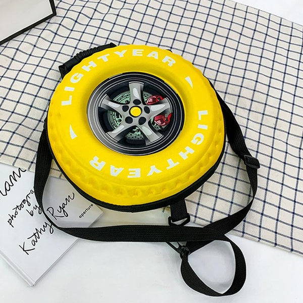 Kindergarten Shoulder Bag Tire Shaped For Kids Yellow Bags