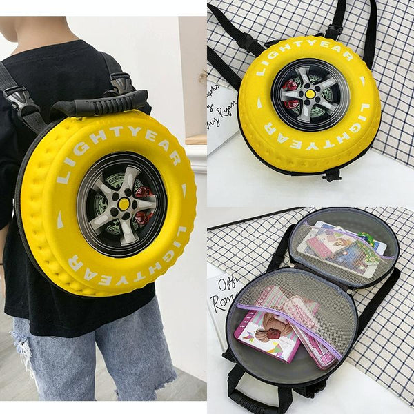 Kindergarten Shoulder Bag Tire Shaped For Kids Yellow Bags
