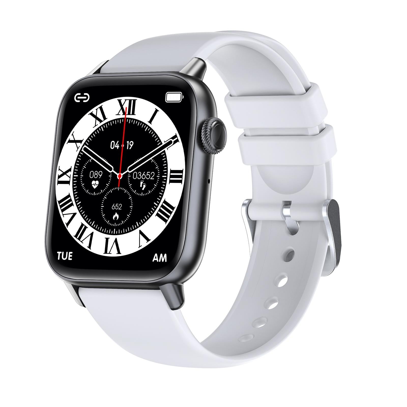 1.83 Inch Bt5.2 Smart Sport Watch Support Sleep / Heart Rate Blood Oxygen Temperature Pressure Health Monitor Black + White Smart Watches