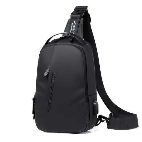Compact Shoulder Sling Usb Crossbody Chest Bag For Men Black Bags