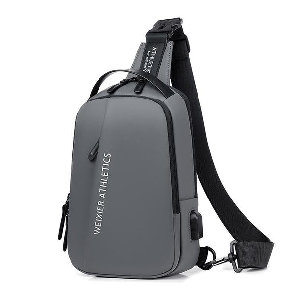 Compact Shoulder Sling Usb Crossbody Chest Bag For Men Black Bags