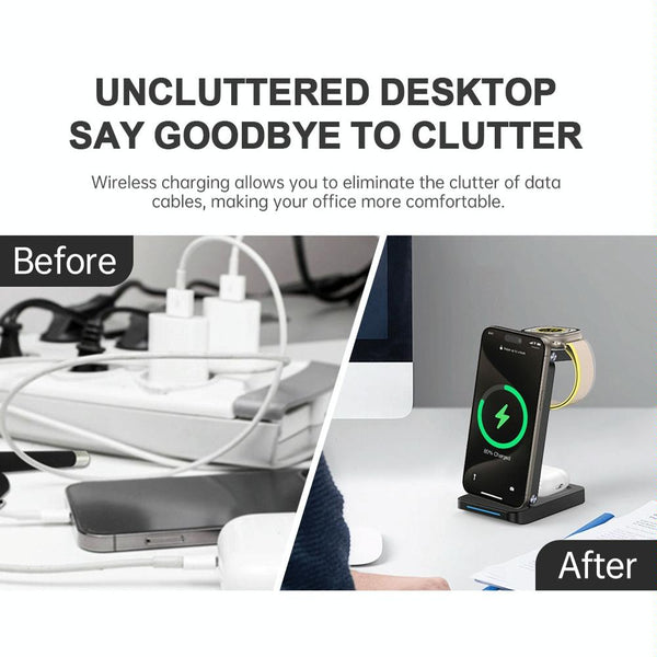 3 In 1 Magnetic Wireless Charger Stand Black Chargers & Cradles