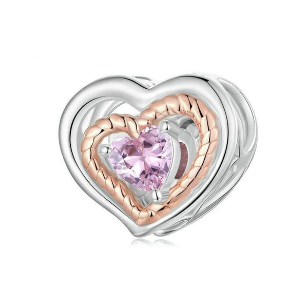 925 Sterling Silver Rose Gold Heart Hollow Diy Beads Charms & Pendants