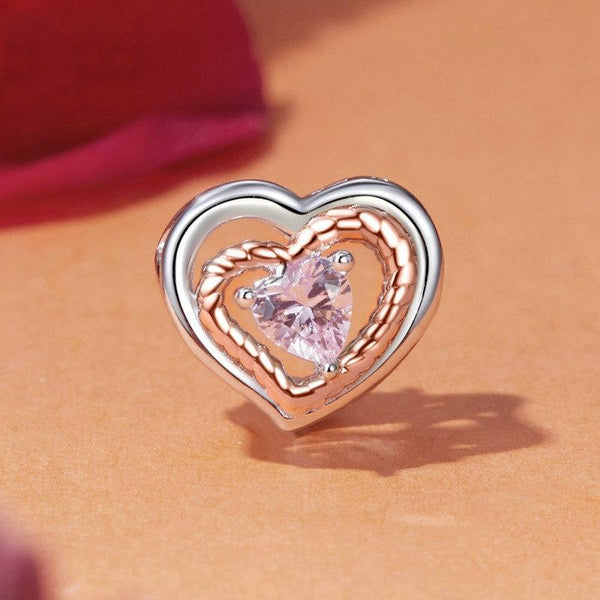 925 Sterling Silver Rose Gold Heart Hollow Diy Beads Charms & Pendants