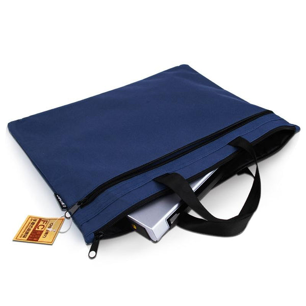 Double Zipper Canvas Storage Bag Portable And Simple Dark Blue Storage Bags