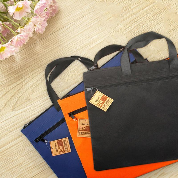 Double Zipper Canvas Storage Bag Portable And Simple Dark Blue Storage Bags