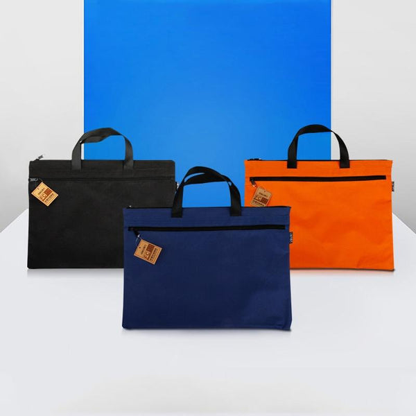 Double Zipper Canvas Storage Bag Portable And Simple Dark Blue Storage Bags