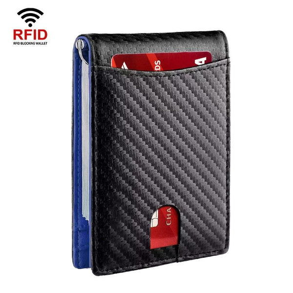 Rfid Protected Leather Wallet Carbon Fiber Orange Inside Wallets