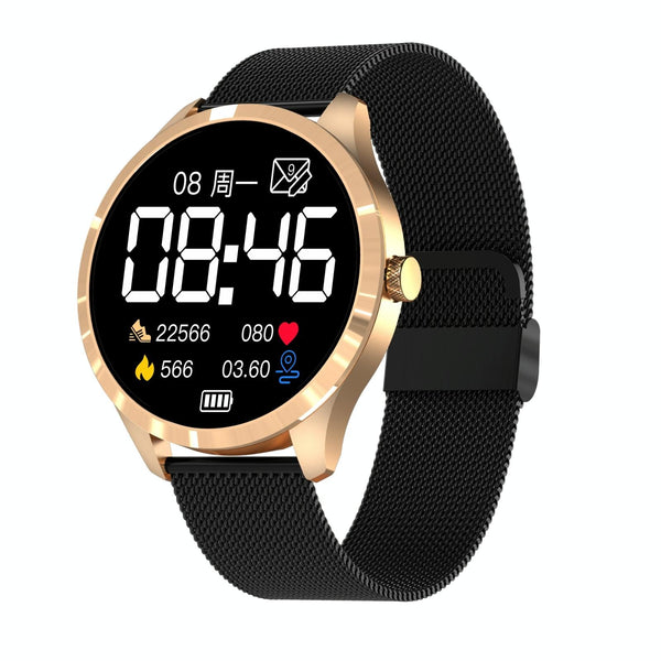 1.28 Inch Ips Colour Screen Ip67 Waterproof Smart Watch Black Gold Smart Watches