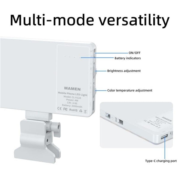 Led Fill Light For Phone Laptop Video Conferencing Black Other Lighting & Studio