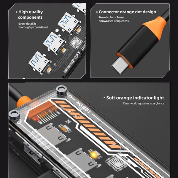 5 In 1 Usb Type C Docking Station With 4 Usb3.0 Ports Grey Chargers & Docking Stations