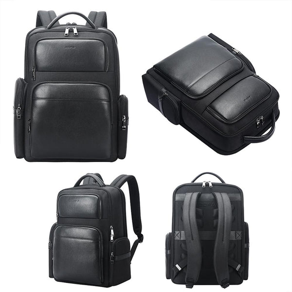 Large Capacity Business Laptop Backpack With Usb & Type Port First Layer Cowhide Black Laptop Cases & Bags