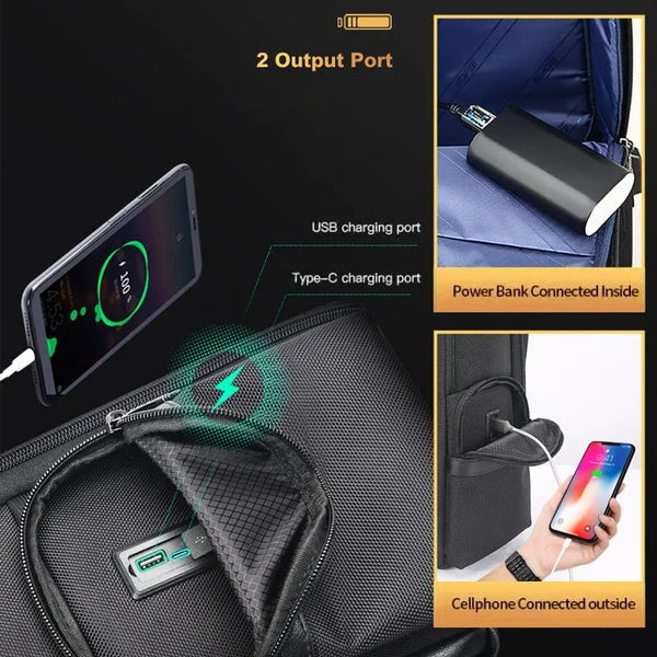 Large Capacity Business Laptop Backpack With Usb & Type Port First Layer Cowhide Black Laptop Cases & Bags