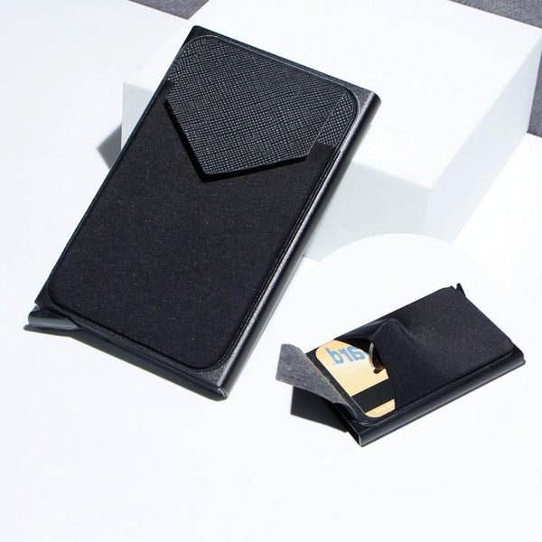 Compact Metal Card Holder With Rfid Protection Black Business Card Holders