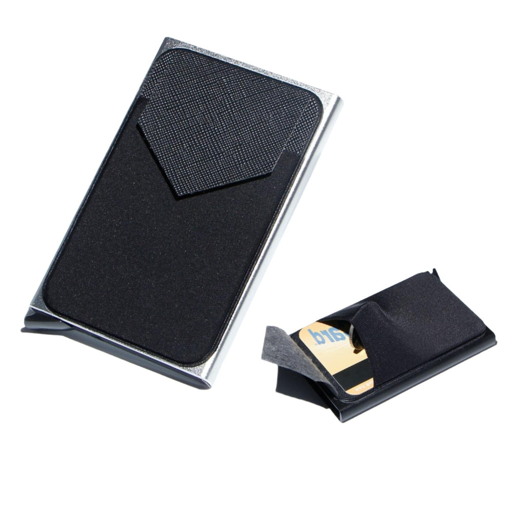 Compact Metal Card Holder With Rfid Protection Black Business Card Holders