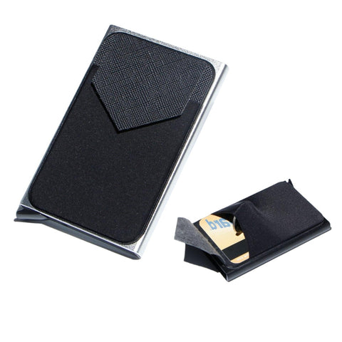 Compact Metal Card Holder With Rfid Protection Black Business Card Holders