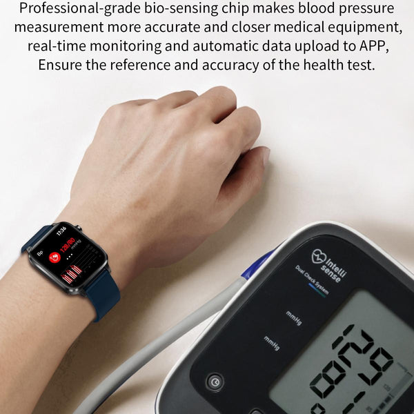 1.7 Inch Hd Square Screen Smartwatch With Leather Strap Temp & Spo2 Monitor Black Smart Watches