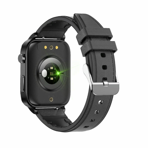 1.7 Inch Hd Square Screen Smartwatch With Leather Strap Temp & Spo2 Monitor Black Smart Watches