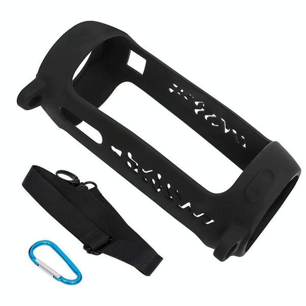 Shockproof Silicone Protective Case For Jbl Pulse4 With Carabiner & Lanyard Black Cases Covers & Skins