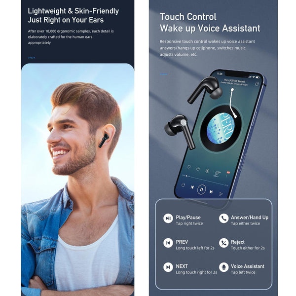 Wireless With Charging Case True Sports Black Earbuds