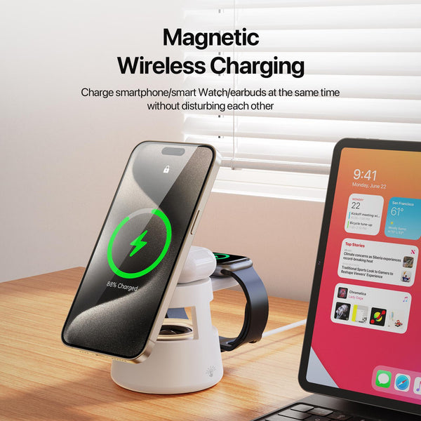5 In 1 Magnetic Wireless Charger With Bluetooth Speaker Chargers & Cradles