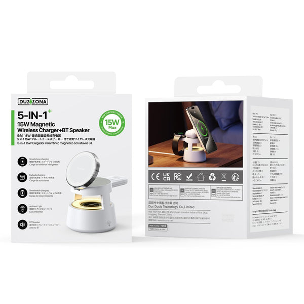 5 In 1 Magnetic Wireless Charger With Bluetooth Speaker Chargers & Cradles