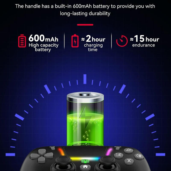 Wireless Bluetooth Grip For Ps4 With Dazzling Colour Light Black Controllers & Attachments