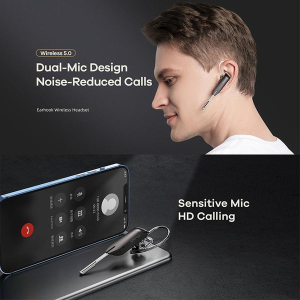 Wireless Metal Bluetooth Earphone With Noise Reduction Black Headphones