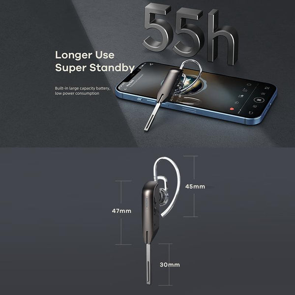 Wireless Metal Bluetooth Earphone With Noise Reduction Black Headphones