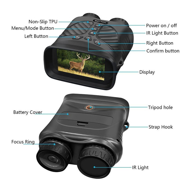3 Ips Screen Digital Night Vision Binoculars With Display Black Binoculars & Monoculars