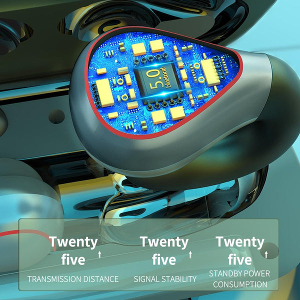 Wireless T20 Tws Bluetooth Earphones With Led Display & Charging Box Black Earbuds