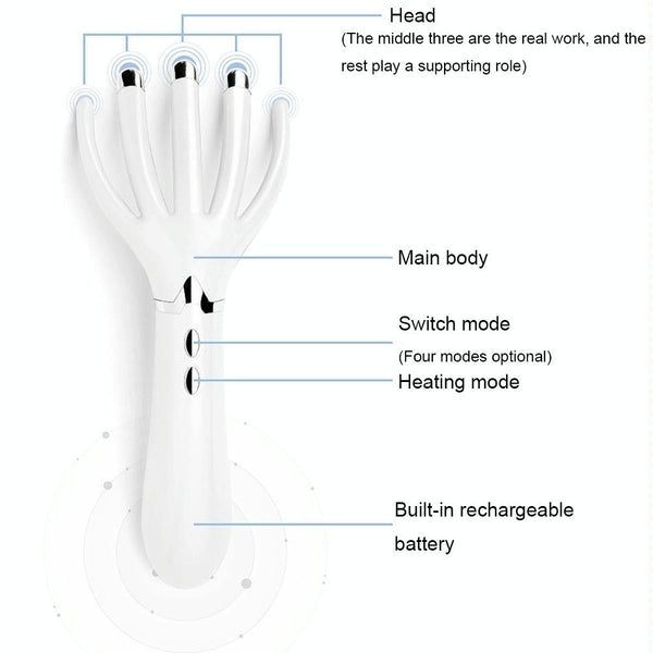 Heated Vibration Head Massager Mini Electric Comb Pearl White Massagers