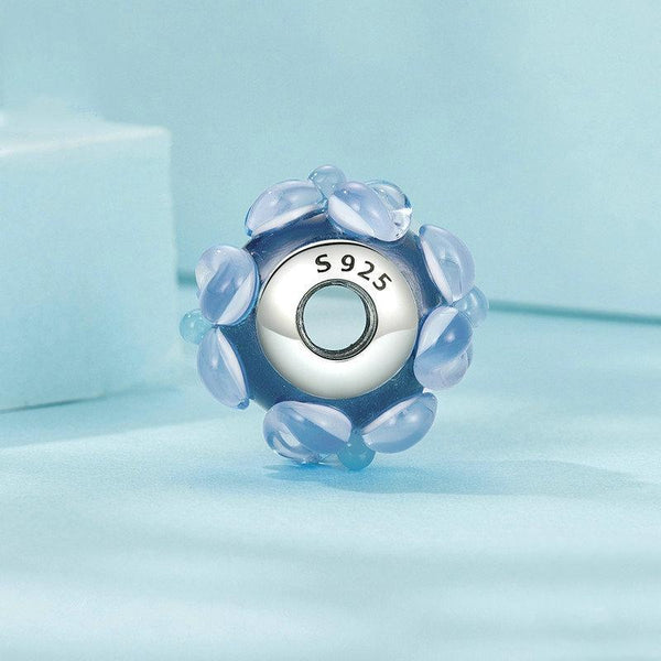 925 Sterling Silver Blue Flower Glass Bead Diy Jewelry Charms & Pendants