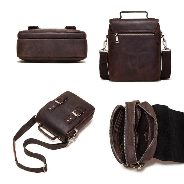 Brown Leather Crossbody Backpack For Men Bags