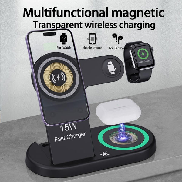 4 In 1 Magnetic Wireless Charger Black Chargers & Cradles