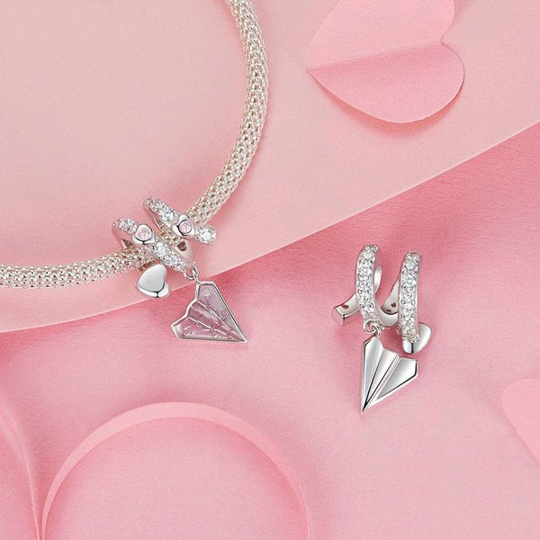Veile Studios 1 Sets Of 925 Sterling Silver Paper Airplane Love Letter Pendant Necklaces & Pendants