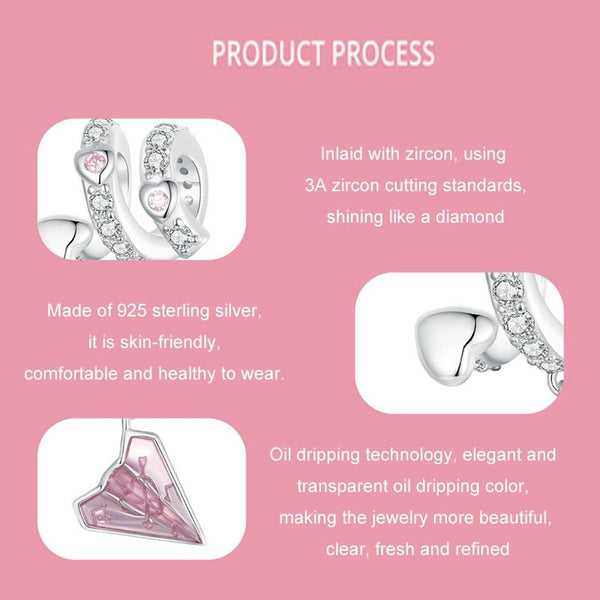Veile Studios 1 Sets Of 925 Sterling Silver Paper Airplane Love Letter Pendant Necklaces & Pendants