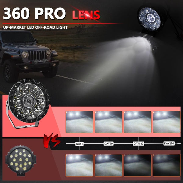 55W 6000Lm / 6000K Off Road Vehicle Round Work Light White Led Car Lights