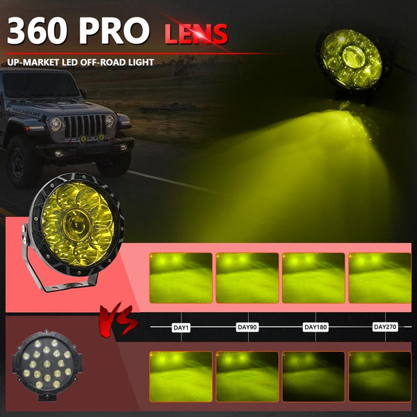 55W 6000Lm / 6000K Off Road Vehicle Round Work Light White Led Car Lights