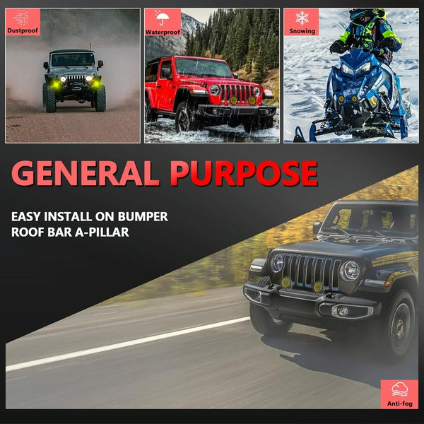 55W 6000Lm / 6000K Off Road Vehicle Round Work Light White Led Car Lights