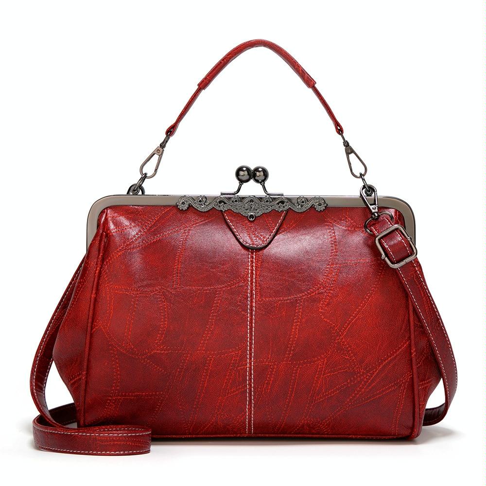 Leather Crossbody Bag With Buckle Red Bags