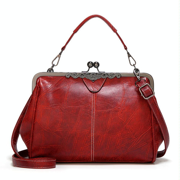 Leather Crossbody Bag With Buckle Red Bags