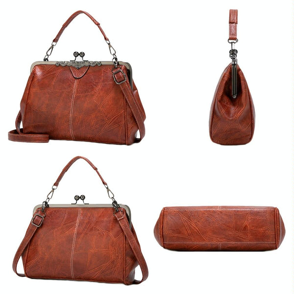 Leather Crossbody Bag With Buckle Red Bags