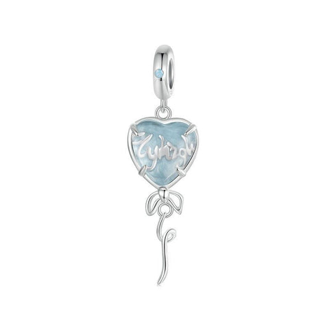 925 Sterling Silver Blue Heart Balloon Diy Beads Craft Beads